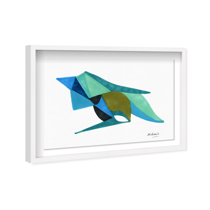 Manuel Roman - Azules y Aquas Shadowbox Abstract Print by Oliver Gal, Black Frame, 15 x 10, 17.5"H x 25.5"W, White Shadowbox