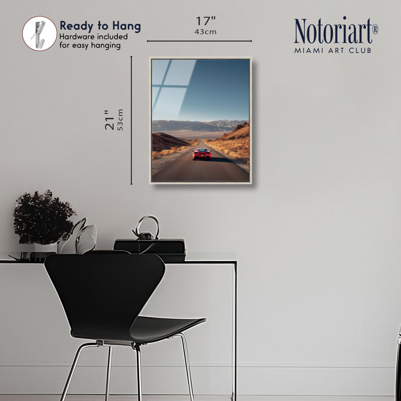 Décoration murale encadrée désert argenté encadrée par Desert Drive, 21"H x 17"W, Cadre argenté