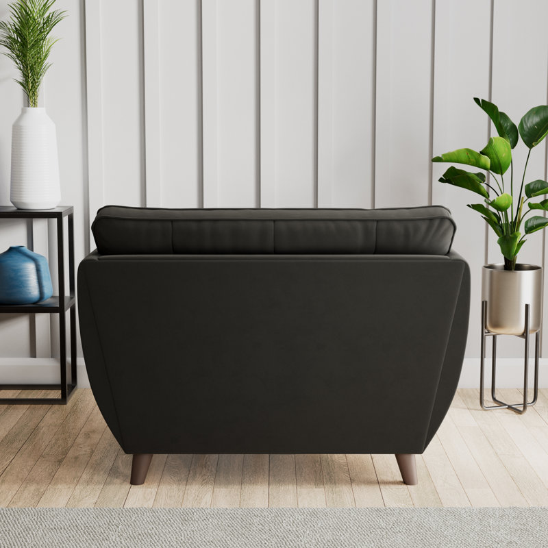 Hoxton Upholstered Chair And A Half, Black, Dark Brown Wood