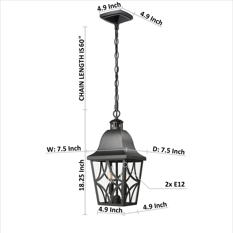 2-Light Outdoor Hanging Pendant Light