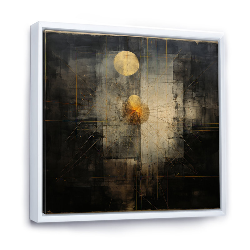 Pleine lune se levant - Illustration rétro, H 30 po x l 30 po x P 1 po, Cadre flottant blanc