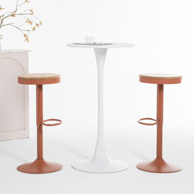 Jaina Swivel Solid Wood Adjustable Height Bar Stools, Counter Stools for Kitchen Island