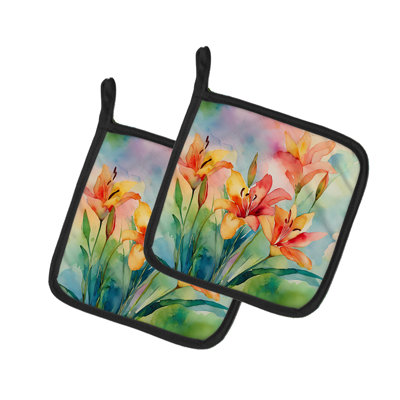 Caroline's Treasures Floral Polyester Potholder Set