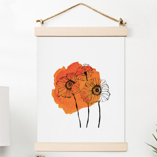 Coquelicots orange, reproduction d'art, H 24 po x l 18 po x P 0,13 po