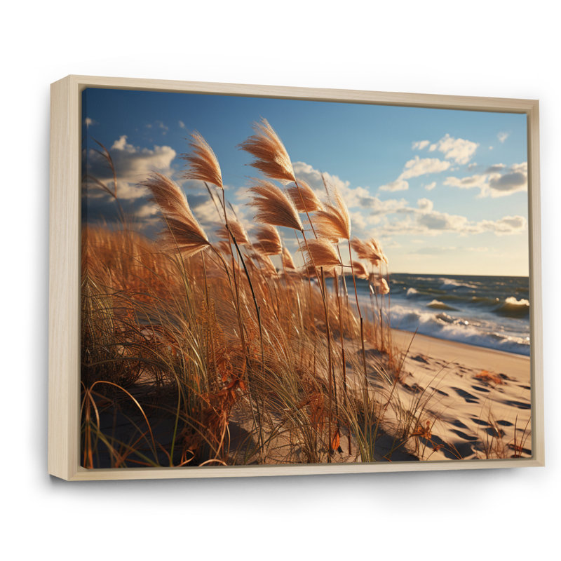 Plage sablée ensoleillée III - impression, H 16 po x l 32 po x P 1 po, Cadre naturel flottant