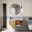 Meuble-lavabo flottant en L avec lavabo en résine intégré et rangement à fermeture en douceur-180462886