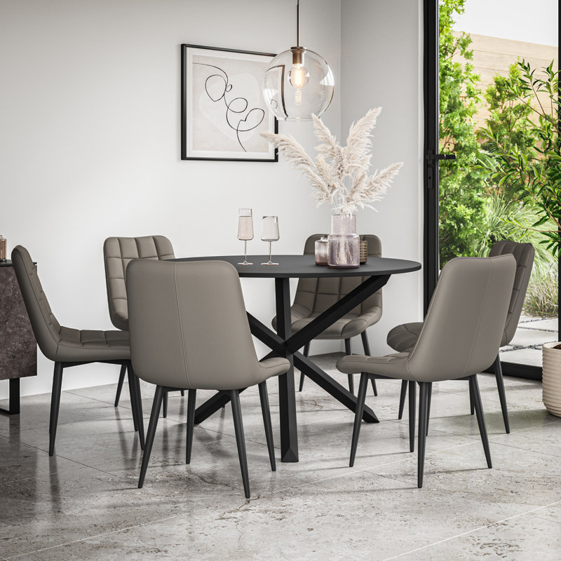 Darcus 6 - Person Dining Set, Black/Black/Grey