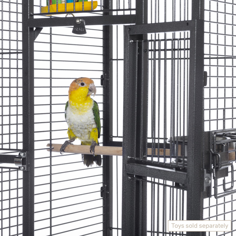 Cage à oiseau Lucian, Fini noir martelé, H 54,625 po x l 18 po x P 18 po