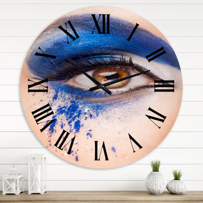 Close Up Of An Eye With Blue Fantasy Make Up - Modern wall clock