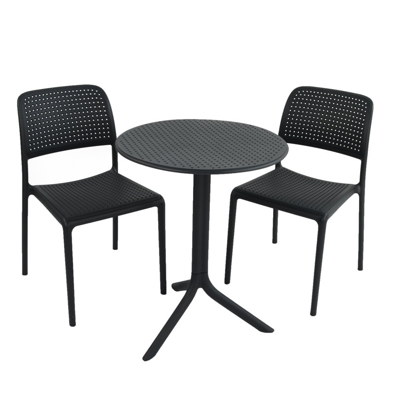 2 - Person Patio Dining Set with Round Table, Anthracite