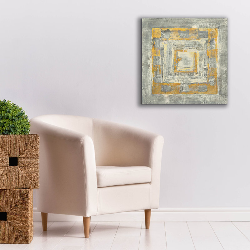 «Gold Tapisserie 2 Gold And White» par Albena Hristova, art mural sur toile, H 26 po x l 26 po x P 1,5 po