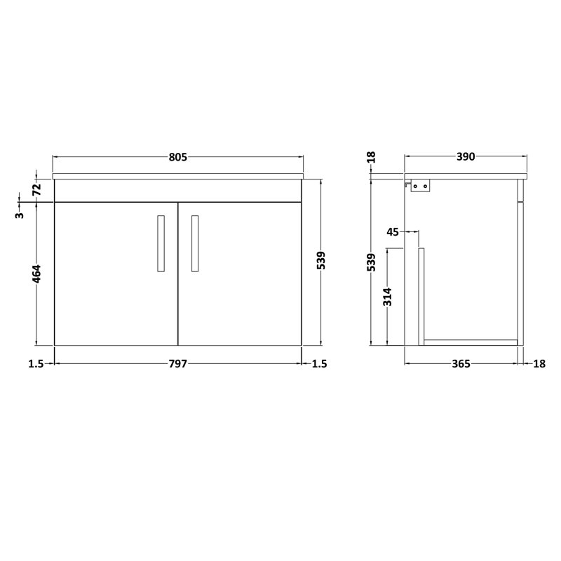 Athena 80.5cm Single Bathroom Vanity Base Only, Gloss White