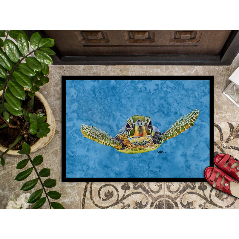 Paillasson anti-dérapant pour l’intérieur en forme de tortue, Rectangle 2 pi x 3 pi