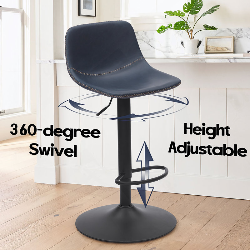 Ensemble de 2 tabourets de bar réglables, tabourets pivotants de style Mid-Century avec dossier, chaises de comptoir industrielles pour îlot de cuisine