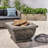 Grey 32" Concrete Fire Pit - Add Warmth To Outdoor Life Wood Burning Patio Heat Focus Point