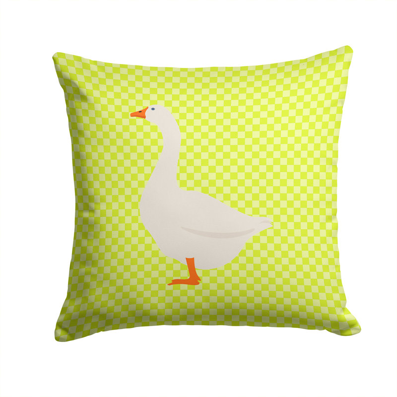 Coussin décoratif d’extérieur carré en tissu oie check, Vert, 14 po x 14 po