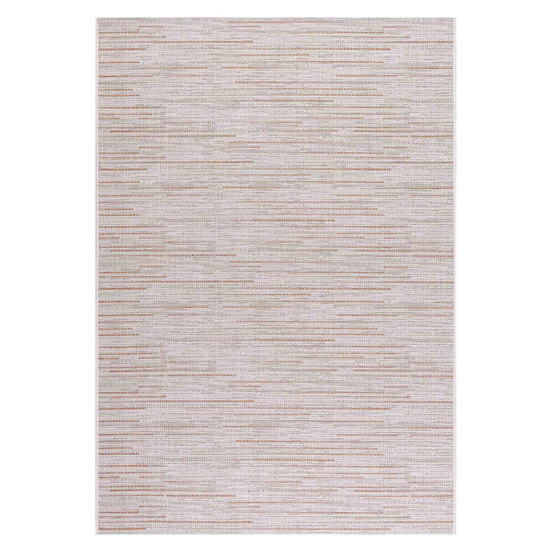 Tapis rectangulaire en polypropylène tissé à la machine orange / crème Dineen, Rectangle 6 pi 7 po x 9 pi 6 po