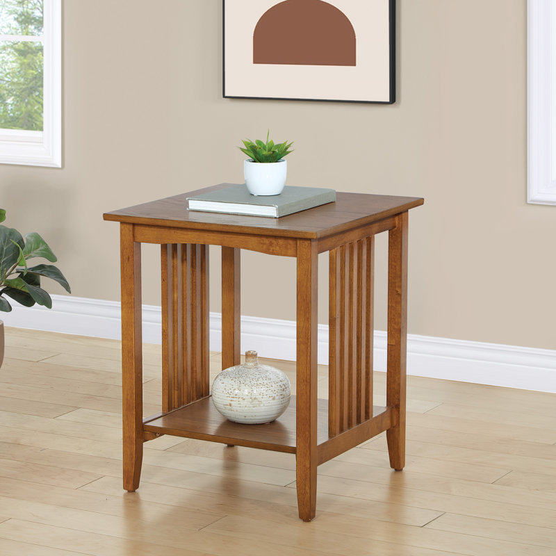 Wenger Solid Wood End Table, 24.25" H x 20.25" W x 20.25" D, Ash Brown