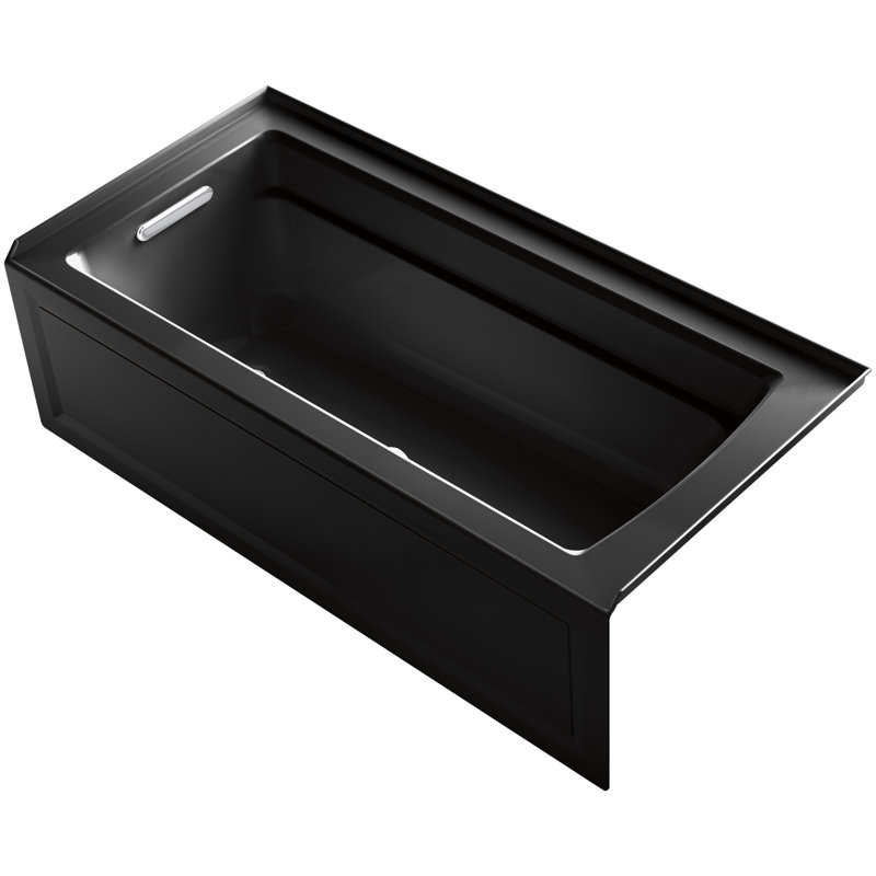 Archer BubbleMassage Whirlpool Bath with Integral Apron and Left-Hand Drain, Noir