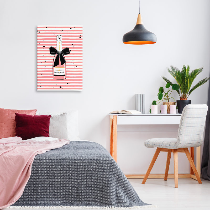 «Pink Champagne on Stripes» par Martina Pavlova, H 30 po x l 20 po