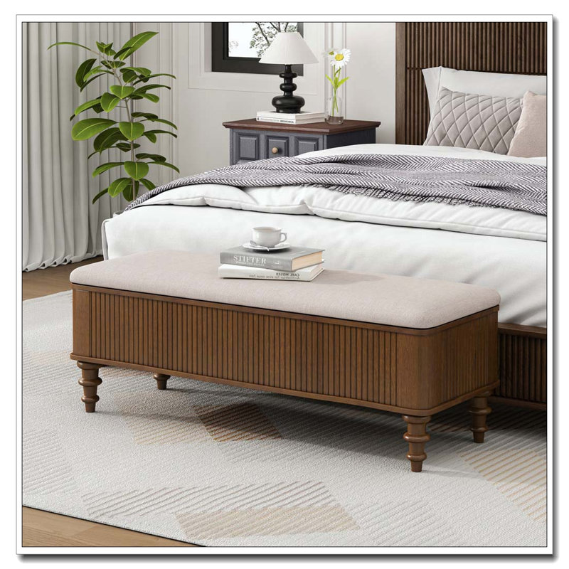 Banc de rangement avec repose-pieds 50,8 pouces, Noyer