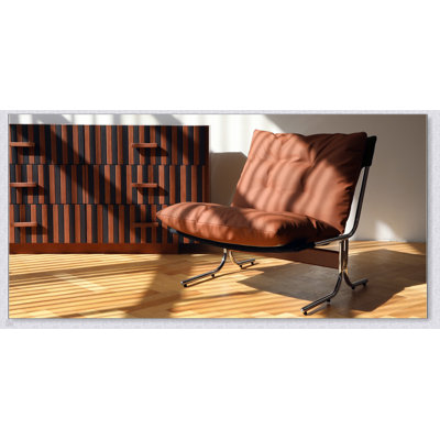Modern Leather Armchair With High Back, Soft Padded Seat, And Metal Legs For Living Room, Home Office, And Bedroom