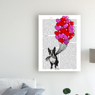 «Boston Terrier and Ballons», impression sur toile tendue