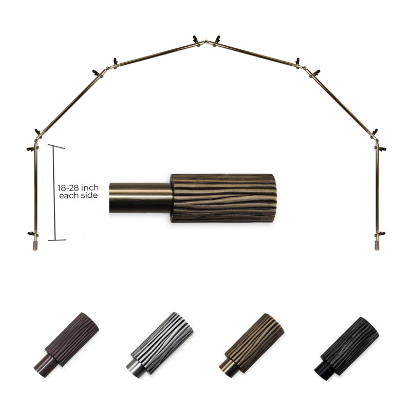 Tringle à rideaux simple réglable 28 "à 48" 0,81 "à baie vitrée, Laiton antique, 18 à 28 po (de chaque côté)