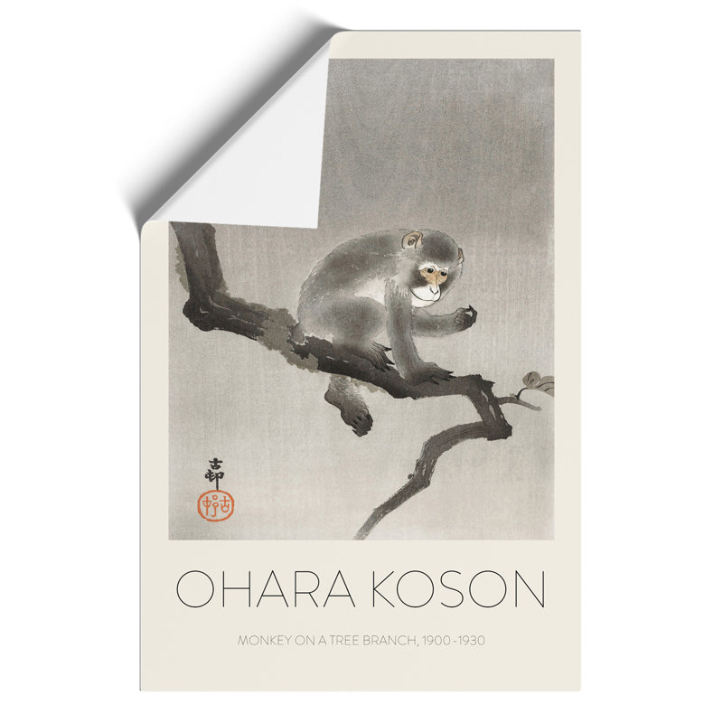 Monkey upon an Orange Tree Print by Ohara Koson - Wall Art, 59cm H x 42cm W x 0.1cm D