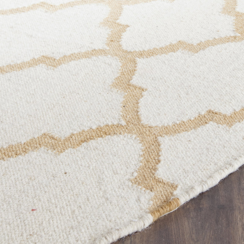 Milltown Hand Woven Flat Weave Wool Geometric Rug, Round 6'