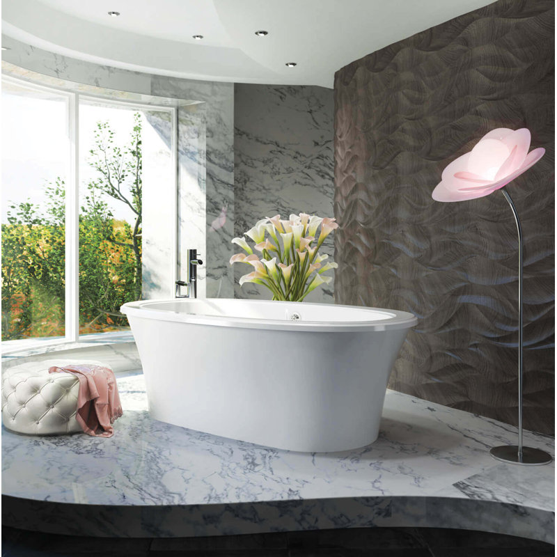 Balneo 66'' L Freestanding Soaking Bathtub, Back