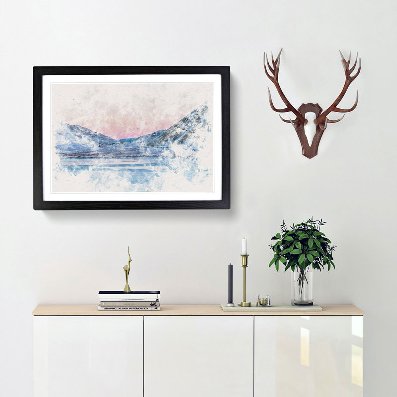 Moon over Iceland - Picture Frame Graphic Art Print, 27cm H x 36cm W x 2cm D, Black Framed