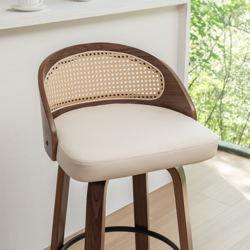 Swivel Upholstered Counter Stool, Beige, 76.2cm