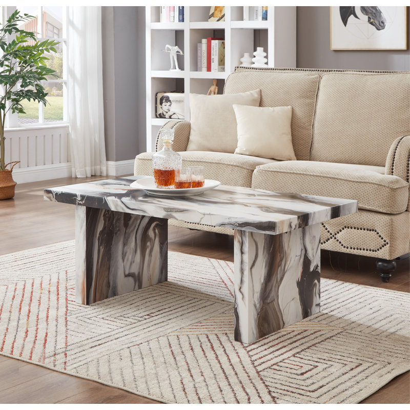 Table basse de salon Roundhill Furniture Cavira, Blanc cassé / blanc