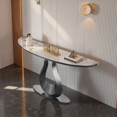 Italian-style metal sintered stone console table