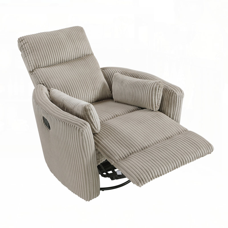 Corduroy Fabric Upholstered Accent Chair with Swivel and Reclining Motion/ Perfect for Comfort and Style in Any Living Room.