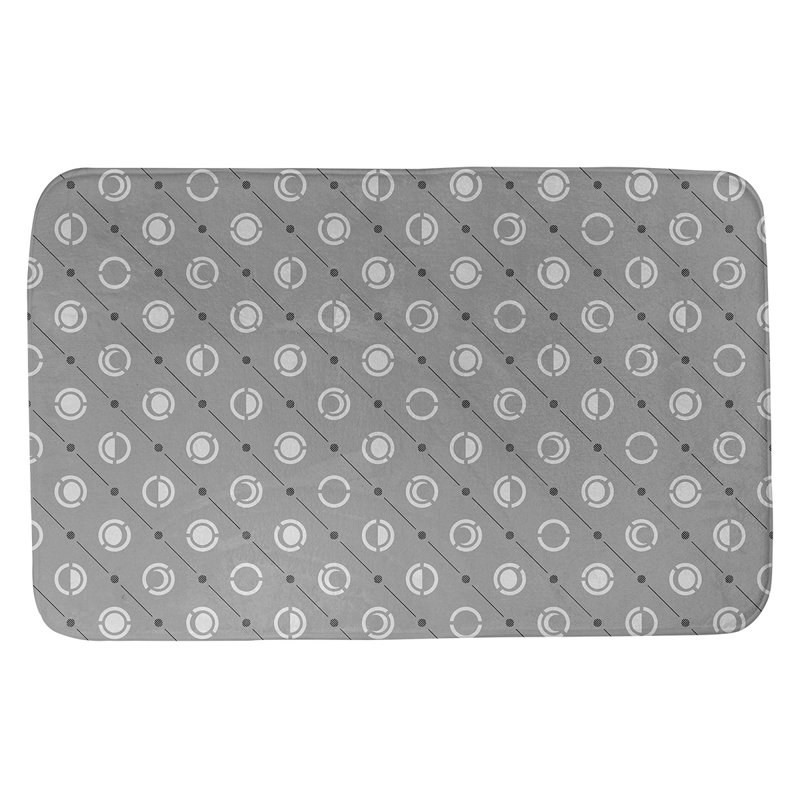 Tapis de bain géométrique antidérapant en microfibre Moon phases, l 17 po x L 24 po, Gris / noir