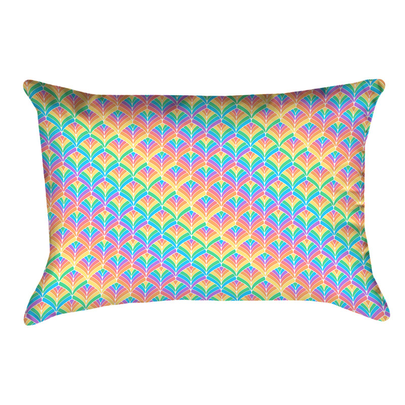 Coussin Katelyn Elizabeth, Orange / Vert / Bleu, Sergé de coton