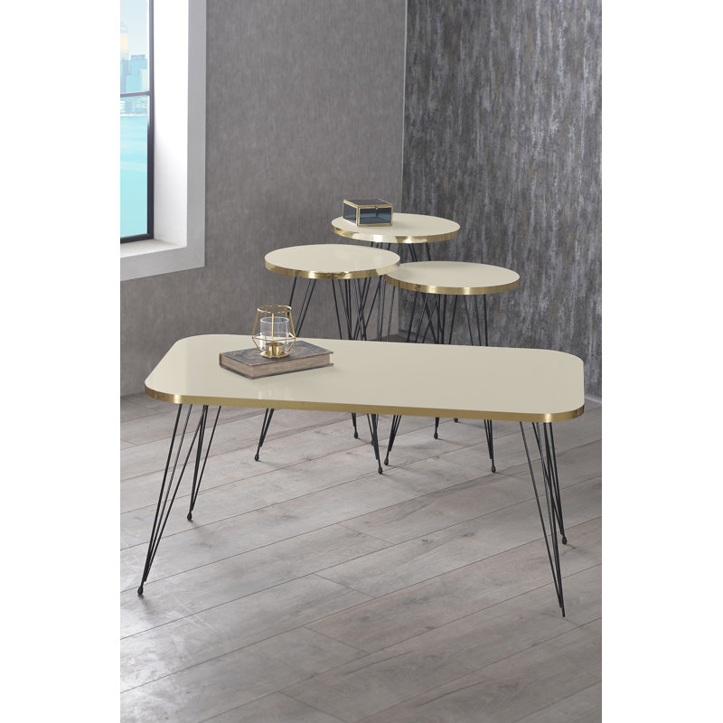 Santino Living Room Table Set, Cream White