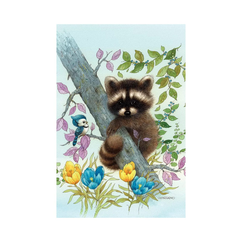 Raccoon On A Limb - Wrapped Canvas Print, 101.6 cm H x 66.04 cm W x 1.91 cm D