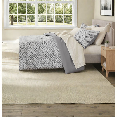 -Piece Cal King Bedding Sets, Grey Polyester Modern Comforter Set for Home