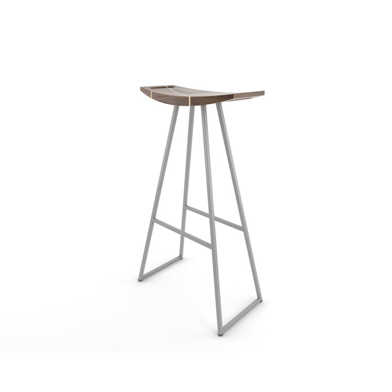 Robert Counter Stool with Metal Frame, Walnut, Bar Stool (30" Seat Height), Gray