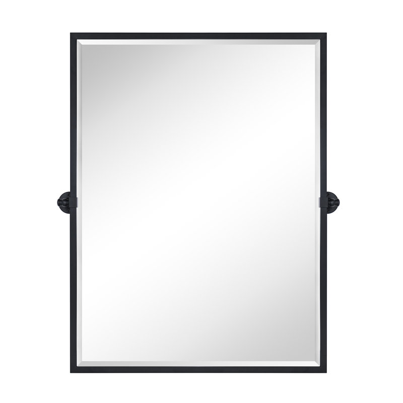 Metal Rectangle Mirror, Matte Black, 40" x 30"
