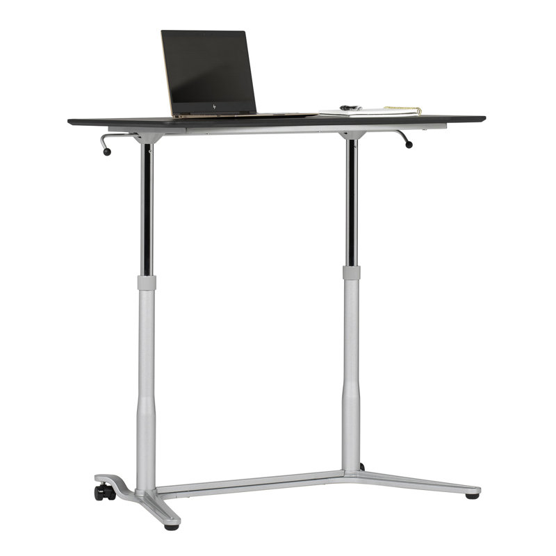 Bureau debout à hauteur ajustable Crandell, Noir / argent