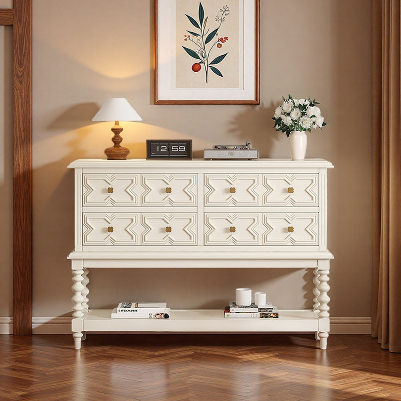Console rétro de style français, Crème, crème, H 38,2 po x l 59 po x P 15,7 po