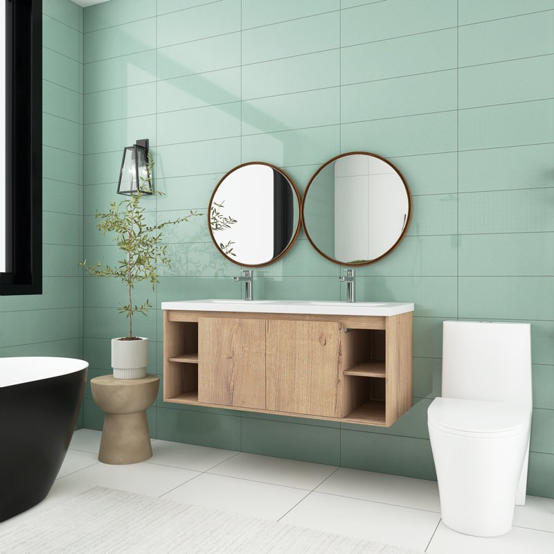 Ensemble de meuble-lavabo double mural 48 po Camyrn