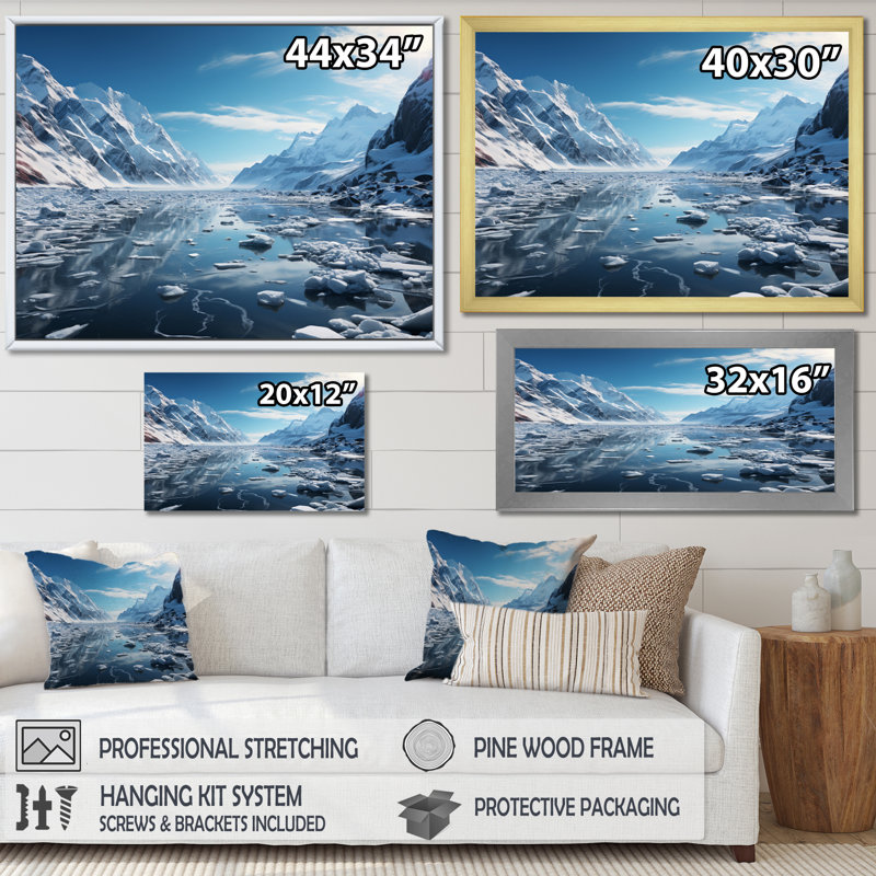 Bensky " Blue Glacier Frozen Eternity ", Cadre naturel flottant, H 16 po x l 32 po x P 1 po