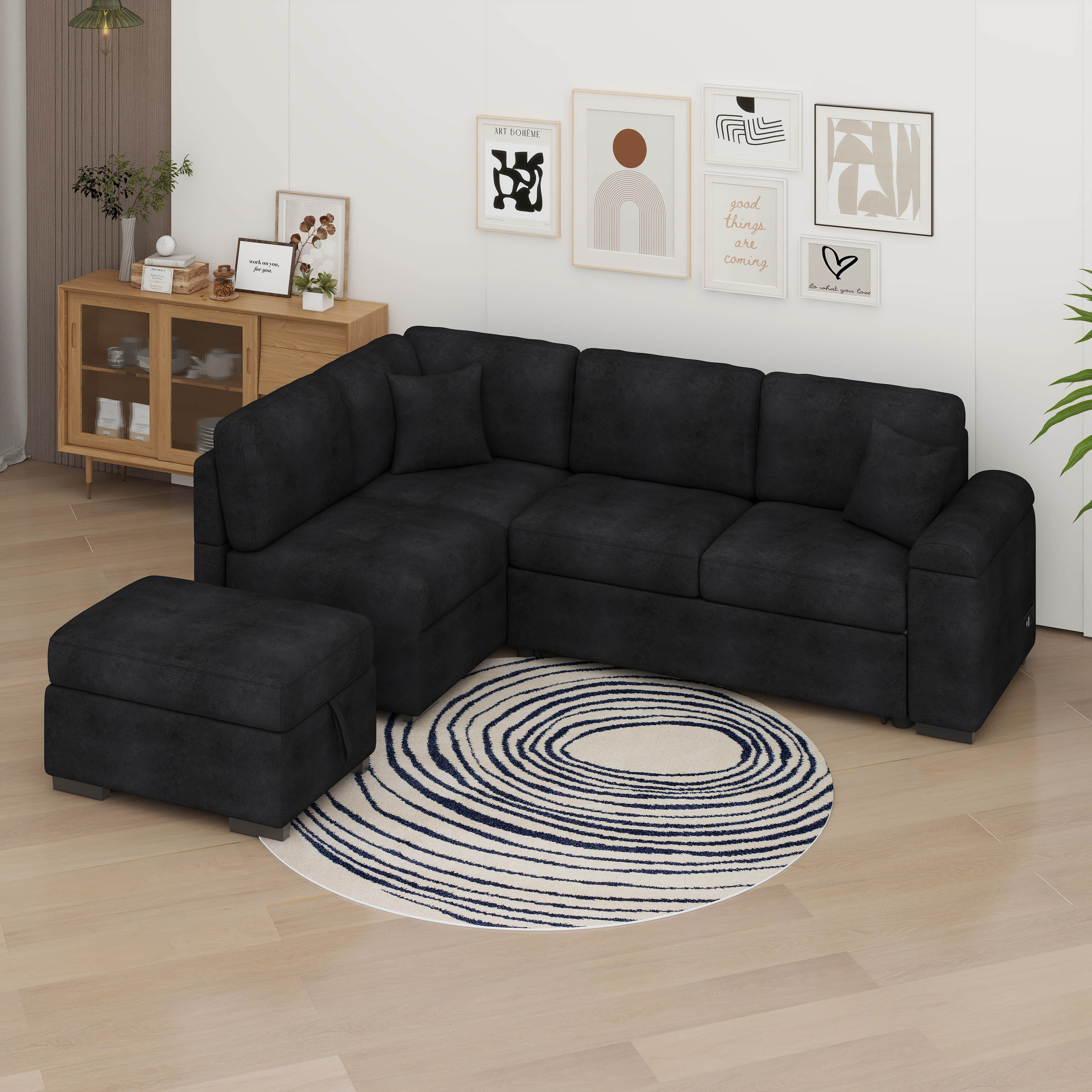 Latitude Run® LShape Corner Couch SofaBed With Storage Ottoman — free download