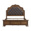 Grand lit-bateau Brix, capitonnage en similicuir classique, brun foncé
