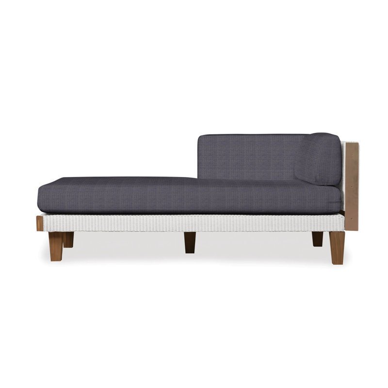 Catalina Outdoor Teak Chaise Lounge, White, Beach Navy